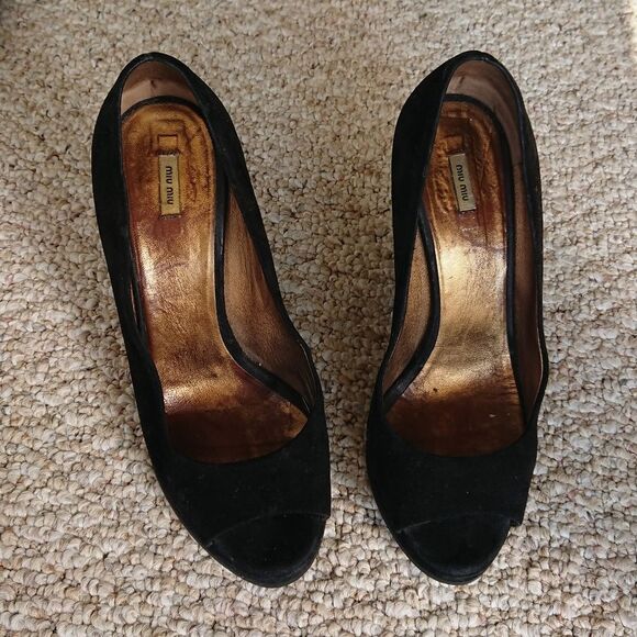 Miu Miu black suede wedges size 37 - Picture 7 of 16